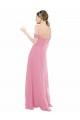 Fitted Sweetheart Bodice Chiffon Bridesmaid Dress with Draped Cap Sleeves Brisbane