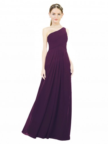 One Shoulder Chiffon Bridesmaid Dress with Draped Bodice Brisbane