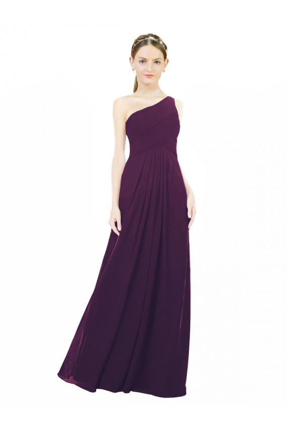 One Shoulder Chiffon Bridesmaid Dress with Draped Bodice Brisbane