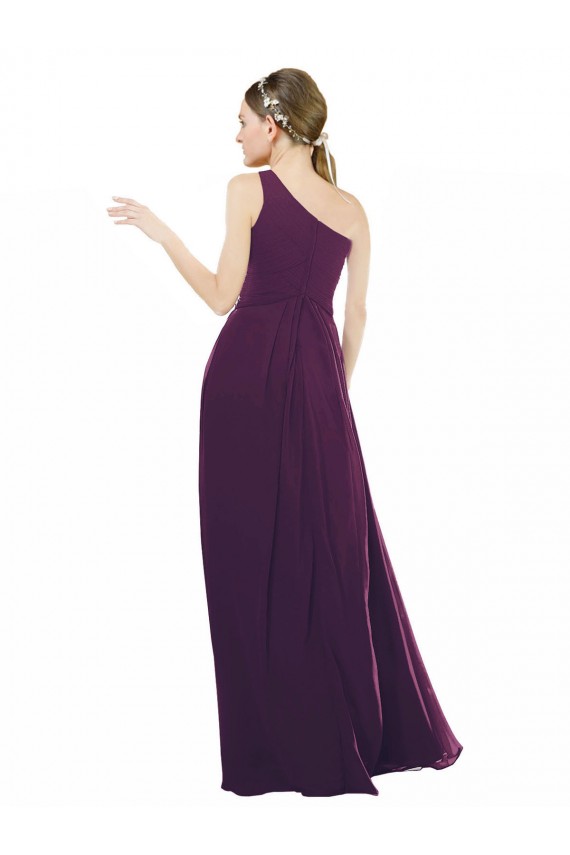 One Shoulder Chiffon Bridesmaid Dress with Draped Bodice Brisbane