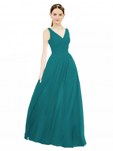 Figure Flattering Chiffon Bridesmaid Dress with Draped V-Neck Bodice Brisbane