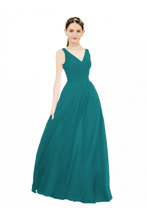 Figure Flattering Chiffon Bridesmaid Dress with Draped V-Neck Bodice Brisbane