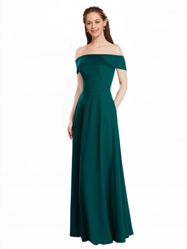 Classic Off the Shoulder Chiffon Bridesmaid Dress with Cap Sleeves Brisbane
