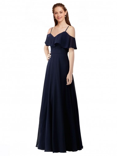 Chiffon Bridesmaids Dress with Off the Shoulder Ruffle Detail Brisbane