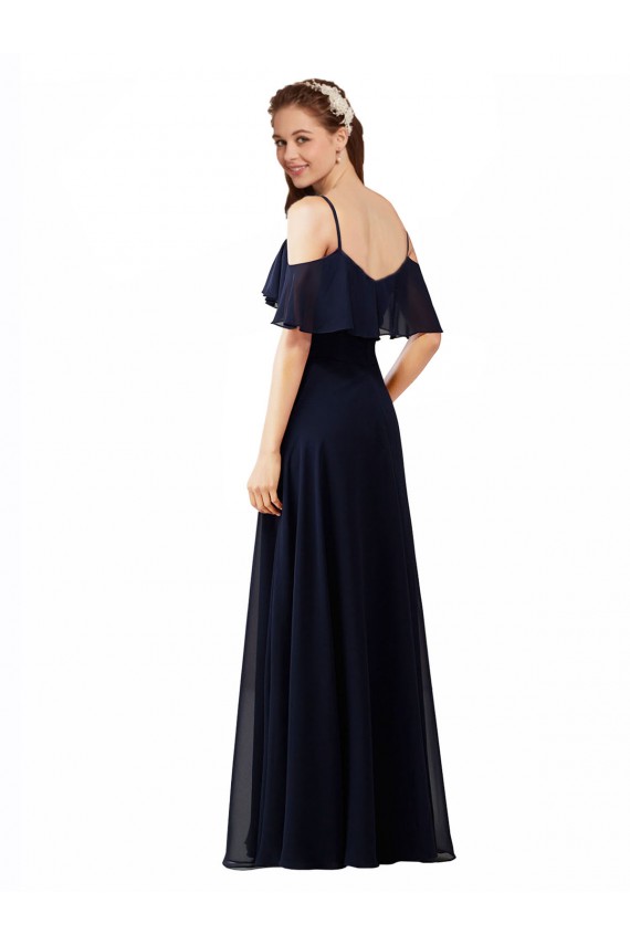 Chiffon Bridesmaids Dress with Off the Shoulder Ruffle Detail Brisbane