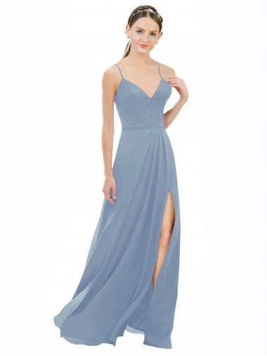 Sexy Chiffon Bridesmaid Dress with V-Neck Lace Bodice Brisbane