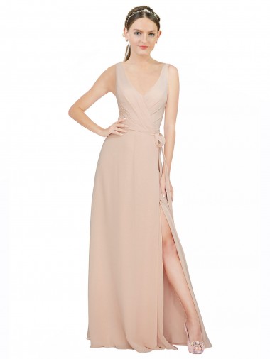Chiffon Bridesmaids Dress with Matching Chiffon Tie Sash Brisbane