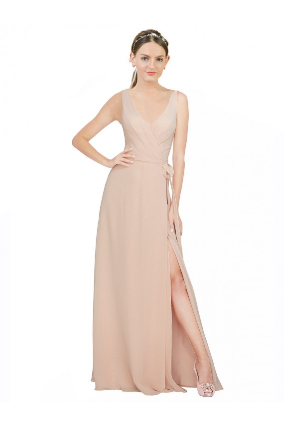 Chiffon Bridesmaids Dress with Matching Chiffon Tie Sash Brisbane