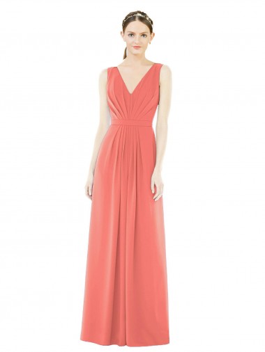 V-Neck V-Back Sleeveless Chiffon Bridesmaid Dress Brisbane