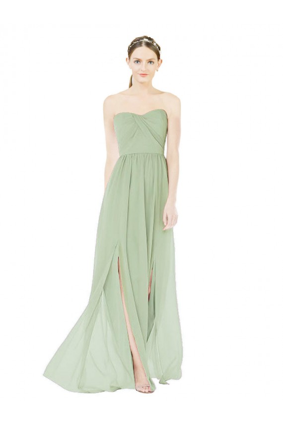 Strapless Draped Bodice Maxi Bridesmaid Dress with Front Slits Brisbane