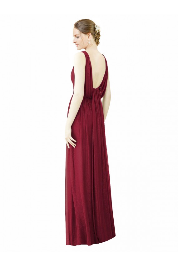 V-Neck Full-Length Sleeveless Low Back Chiffon Bridesmaid Dress Brisbane