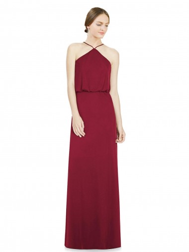 Sleek Halter Neck A-Line Chiffon Bridesmaid Dress Brisbane