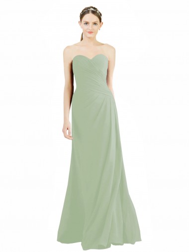Sweetheart Neckline Draped Floor Length Chiffon Bridesmaid Dress Brisbane