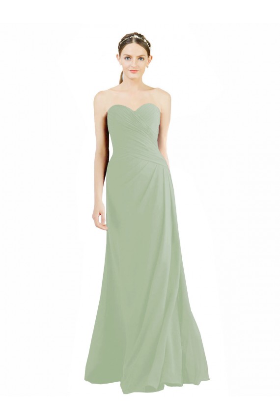 Sweetheart Neckline Draped Floor Length Chiffon Bridesmaid Dress Brisbane