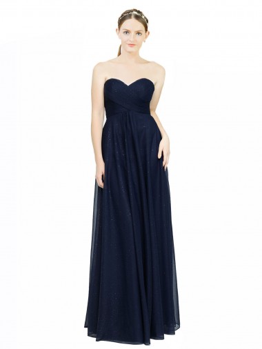 Strapless Sweetheart Long Chiffon Bridesmaid Dress Low Back Brisbane