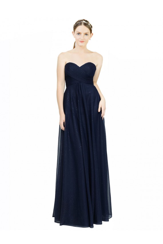 Strapless Sweetheart Long Chiffon Bridesmaid Dress Low Back Brisbane