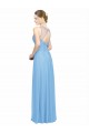 Double Straps Shoulder V-Neck Sheath Chiffon Bridesmaid Dress with Keyhole Back Brisbane