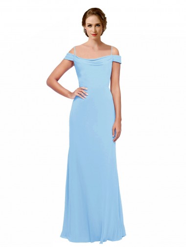 Off the Shoulder Bateau Neck Chiffon Bridesmaid Dress with Straps Brisbane