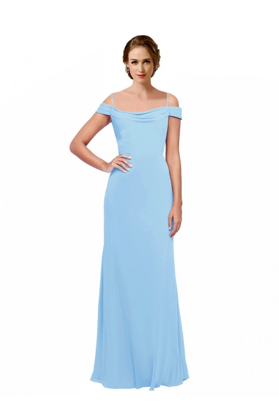 Off the Shoulder Bateau Neck Chiffon Bridesmaid Dress with Straps Brisbane