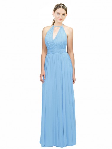 Keyhole Front Sheath Chiffon Bridesmaid Dress with Open Tie Back Brisbane