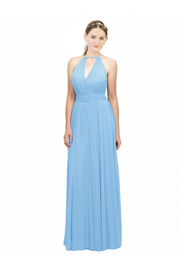 Keyhole Front Sheath Chiffon Bridesmaid Dress with Open Tie Back Brisbane