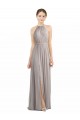 Backless Halter Chiffon Bridesmaid Dress with Front Slit and Tie Open Back Brisbane
