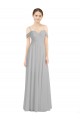 Off the Shoulder Long Chiffon Bridesmaid Dress with Ruched Bodice Brisbane