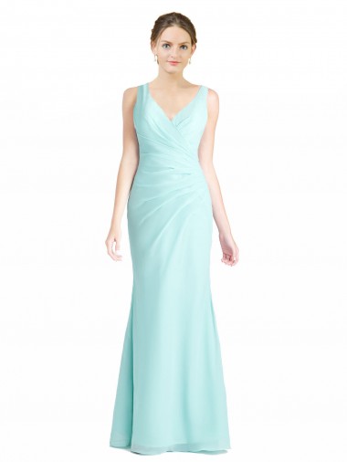Ruched Bodice Sweetheart Chiffon Bridesmaid Dress with Lace Back Brisbane