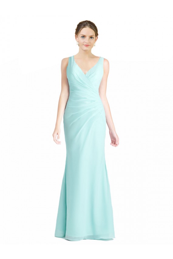 Ruched Bodice Sweetheart Chiffon Bridesmaid Dress with Lace Back Brisbane