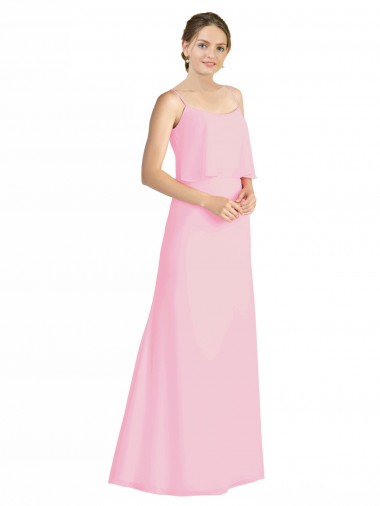 Spaghetti Straps A-Line Chiffon Bridesmaid Dress Low Back Brisbane