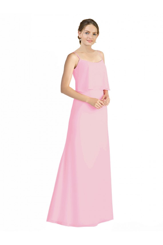 Spaghetti Straps A-Line Chiffon Bridesmaid Dress Low Back Brisbane