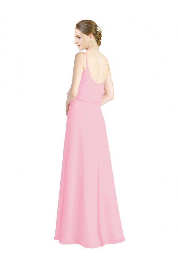 Spaghetti Straps A-Line Chiffon Bridesmaid Dress Low Back Brisbane
