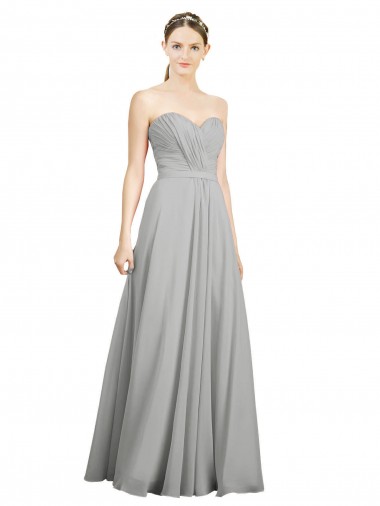 Sweetheart Strapless Draped Long Chiffon Bridesmaid Dress Brisbane