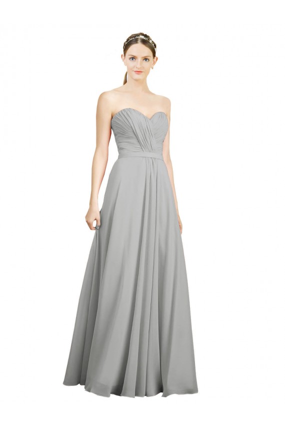 Sweetheart Strapless Draped Long Chiffon Bridesmaid Dress Brisbane