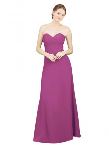 Sweetheart Neckline Pleated Chiffon Bridesmaid Dress with Low Back Brisbane