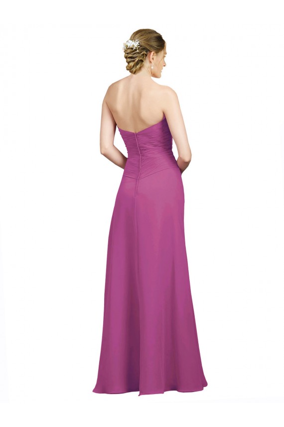 Sweetheart Neckline Pleated Chiffon Bridesmaid Dress with Low Back Brisbane
