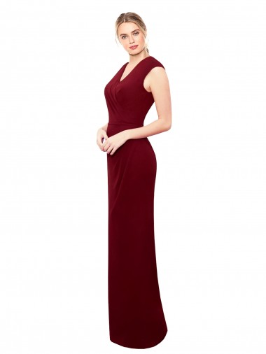 Cap Sleeves Chiffon Bridesmaid Dress / Prom Dress with Pleated V-Neck Bodice Brisbane