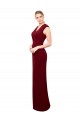 Cap Sleeves Chiffon Bridesmaid Dress / Prom Dress with Pleated V-Neck Bodice Brisbane