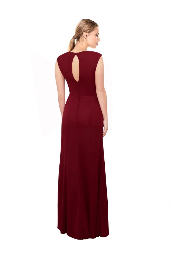 Cap Sleeves Chiffon Bridesmaid Dress / Prom Dress with Pleated V-Neck Bodice Brisbane