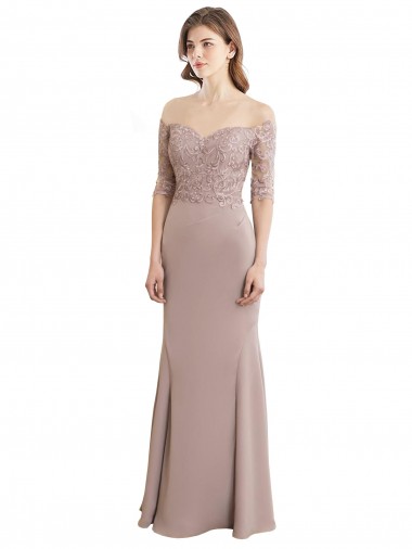 Sweetheart Neckline Long Sleeves Lace Bridesmaid Dress Brisbane