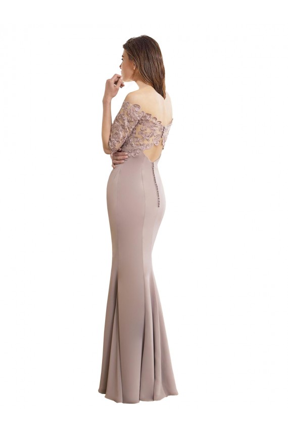 Sweetheart Neckline Long Sleeves Lace Bridesmaid Dress Brisbane