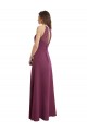 High Neckline Long Chiffon Bridesmaid Dress with Beaded Trim Brisbane