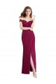 Off the Shoulder Chiffon Bridesmaid Dress with Lace Appliques and Front Slit Brisbane