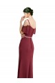 Draped Cold Shoulder Long Chiffon Bridesmaid Dress with Spaghetti Straps Brisbane