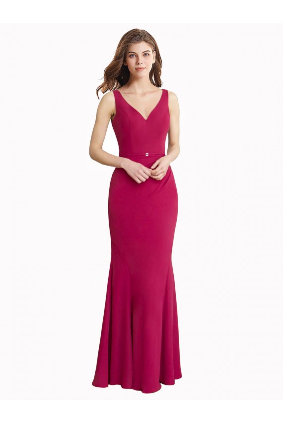V-Neck Mermaid Chiffon Bridesmaid Dress / Prom Dress with V-Back and Belt Brisbane
