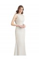 Long Chiffon Bridesmaid Dress with Boat Neckline and Satin Collar Brisbane