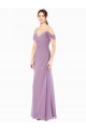 Draped Off the Shoulder Sweetheart Chiffon Bridesmaid Dress with Button Back Brisbane