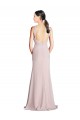 Long Slim Chiffon Bridesmaid Dress with Ruffled Waist and Keyhole Brisbane