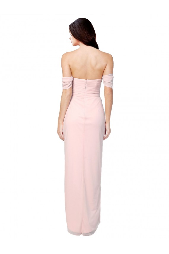 High Low Off the Shoulder Strapless Ruched Chiffon Bridesmaid Dress Brisbane