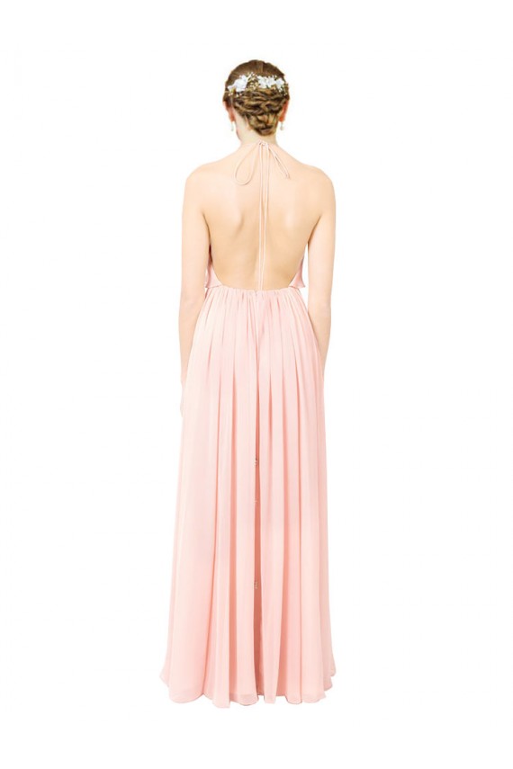 Halter Neck Chiffon Bridesmaid Dress with Double Ruffle Front Brisbane